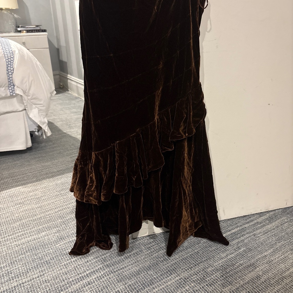 ralph lauren brown velvet  maxi skirt